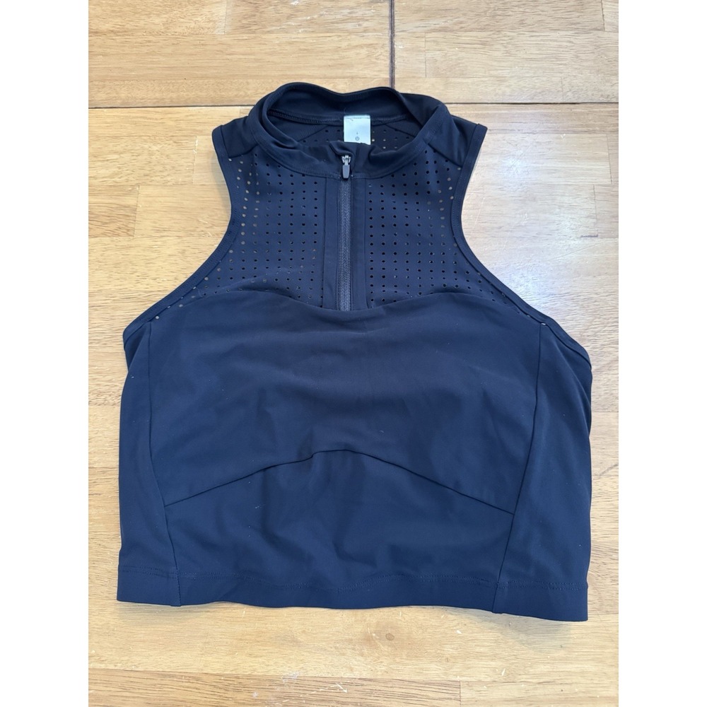 Lululemon High Neck Sports Bra Zipper Front Unleash Strength SIZE 6‎ BLACK